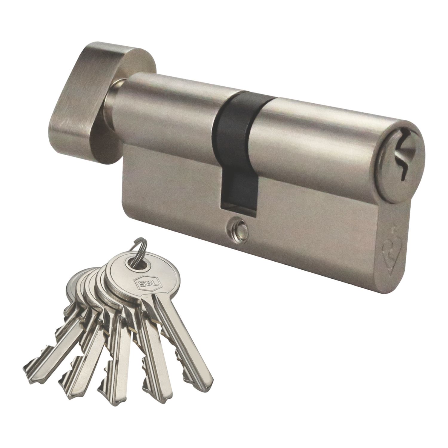 Smith & Locke Fire Rated 1 Star Thumbturn Thumbturn Lock 35-35 (70mm) Satin Nickel (790TE)