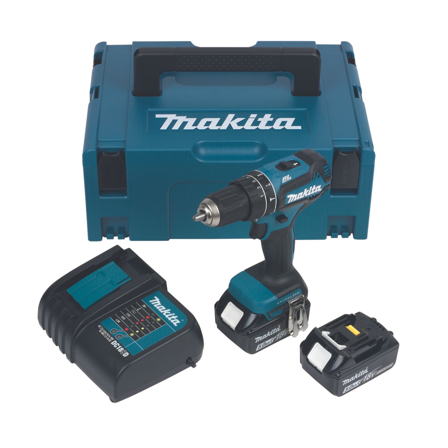 Makita DHP485STJ 18V 2 x 5.0Ah Li-Ion LXT Brushless Cordless Combi Drill (790TM)