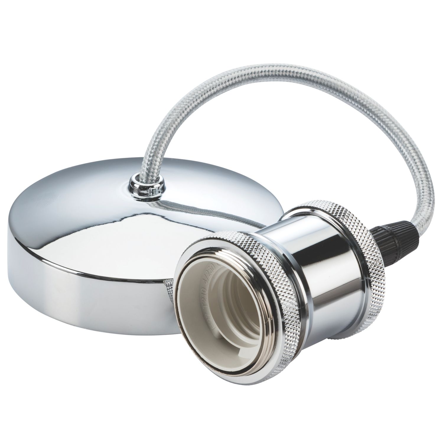 Knightsbridge Vintage 6" Pendant Set Light Fitting E27 Polished Chrome 3 1/2" (791TY)