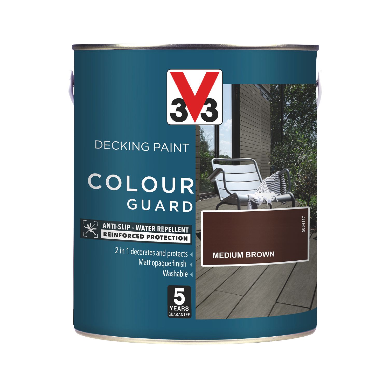 V33 Colour Guard 2.5Ltr Medium Brown Anti Slip Decking Paint (793FF)