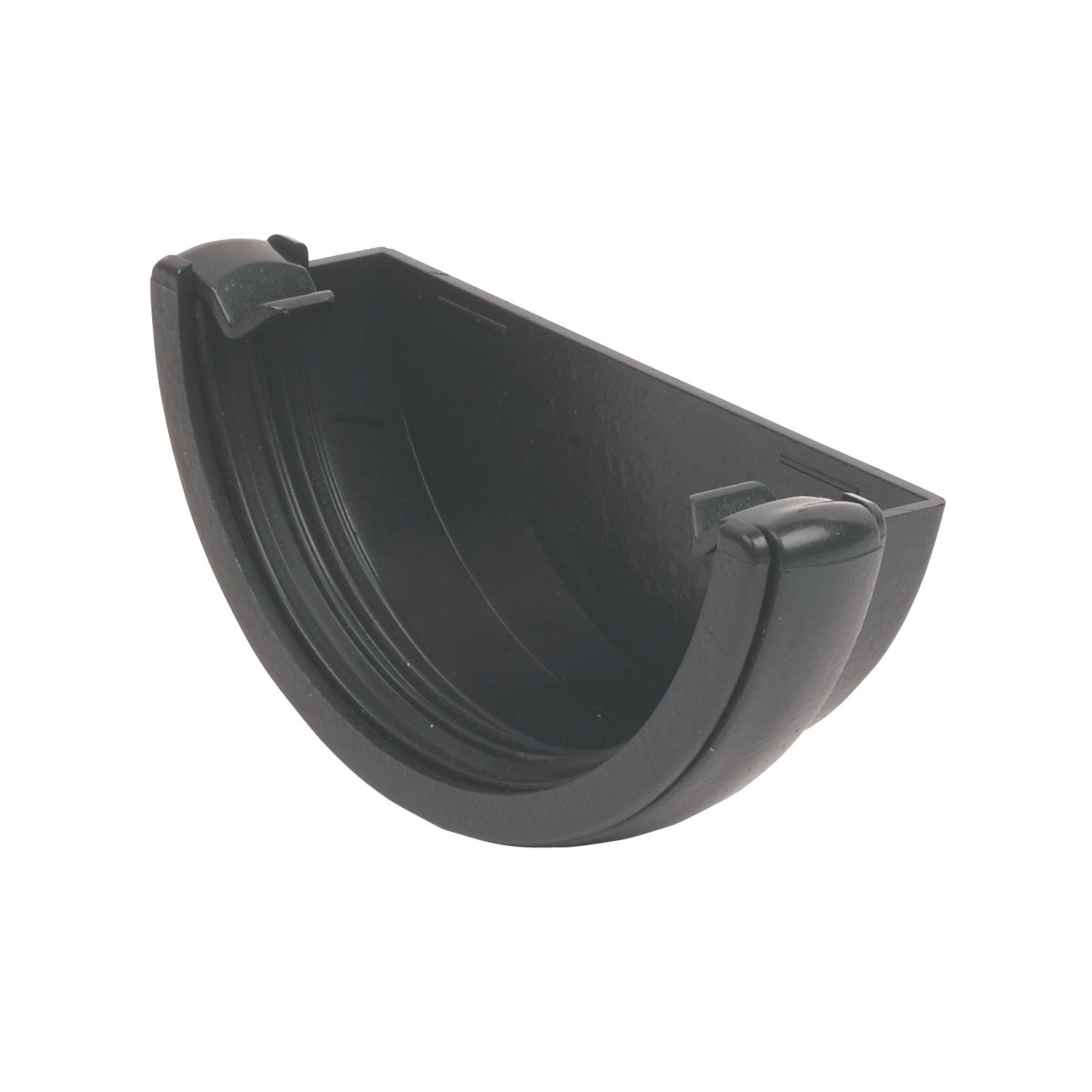 FloPlast Cast Iron Effect Half Round External Stop End Black 112mm (79536)
