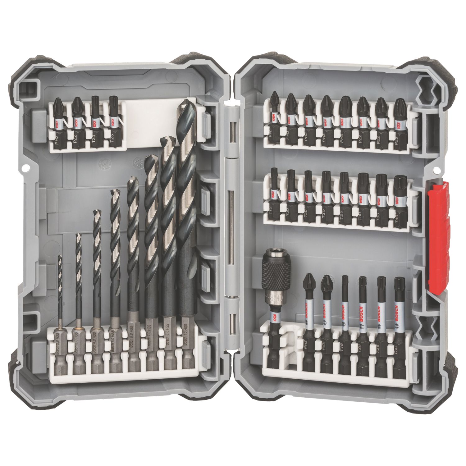 Bosch Pick & Click Metal Impact Control Screwdriver & HSS Drill Bits 35 Piece Set (795FW)