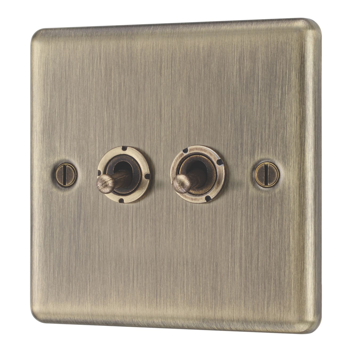 LAP 20A 16AX 2-Gang 2-Way Switch Antique Brass with Colour-Matched Inserts (795PN)