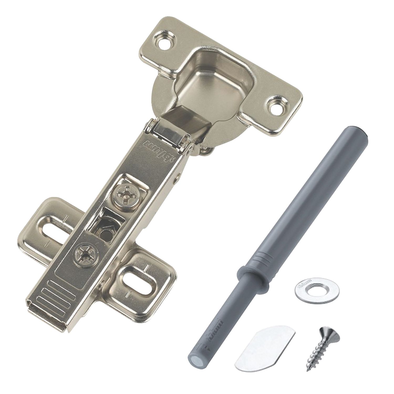 Blum Steel 120° Concealed Hinges & Tip-On Catch Plate 114mm 2 Pack (79678)