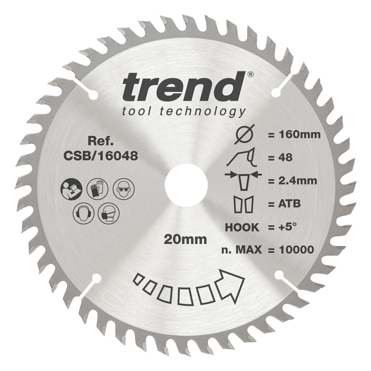 Trend CSB/16048 Wood Circular Saw Blade 160mm x 20mm 48T (796XG)