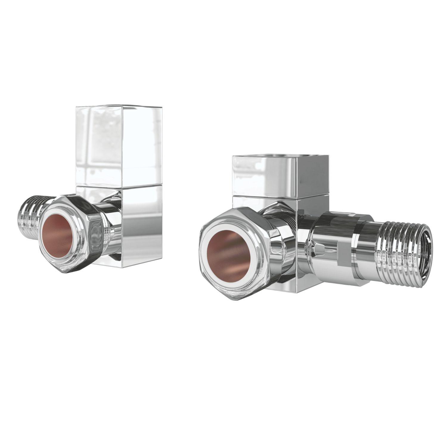 ETAL Swelt 15mm x 1/2" Chrome Corner Designer Manual Radiator Valve Head & Body 2 Pack (797VV)