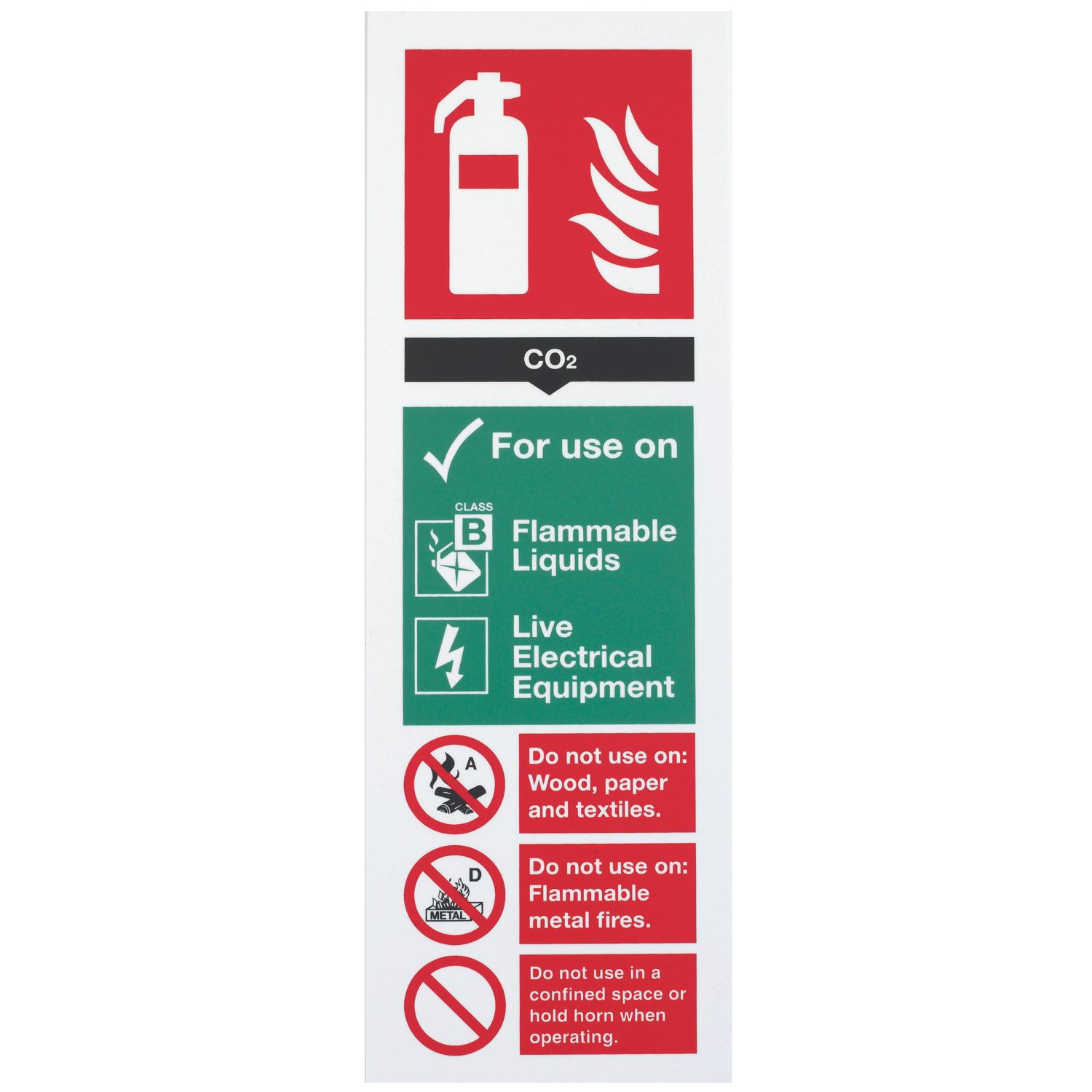 Non Photoluminescent CO² Extinguisher Sign 300mm x 100mm (799FH)