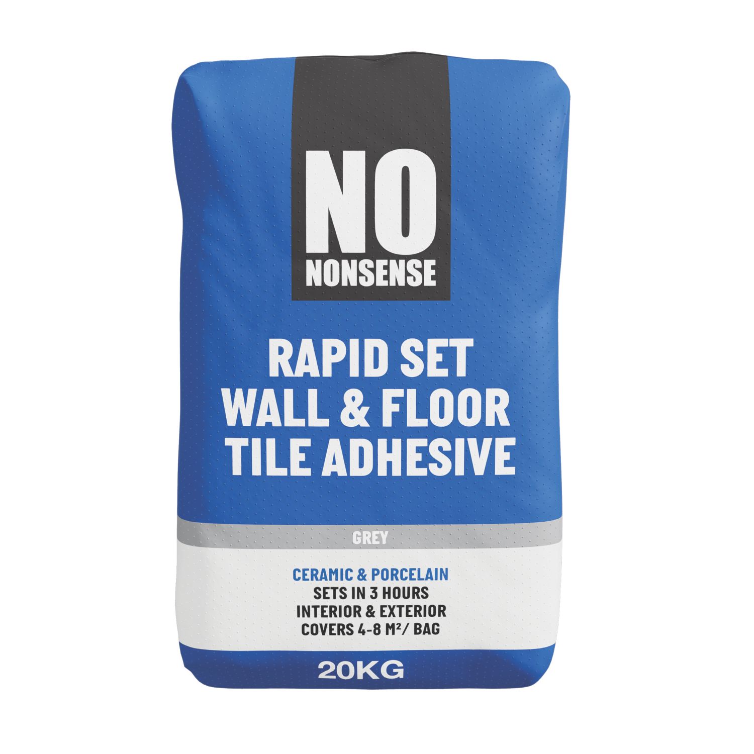 No Nonsense Wall & Floor Rapid Set Tile Adhesive Grey 20kg (799HU)