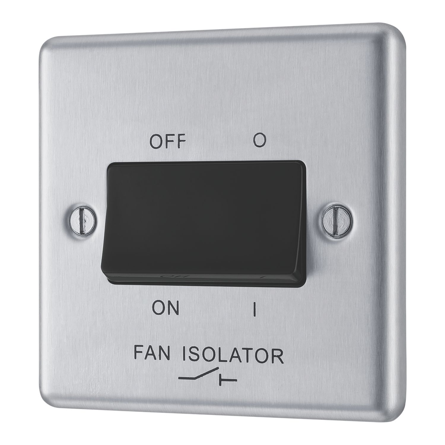 LAP 10AX 1-Gang 3-Pole Fan Isolator Switch Brushed Stainless Steel with Black Inserts (800PN)