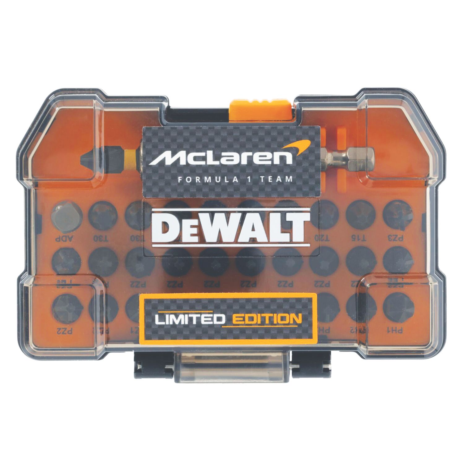 DEWALT McLaren F1 Team 6.35mm Hex Shank Mixed Impact Torsion Screwdriver Bit Set 32 Pieces (803CH)