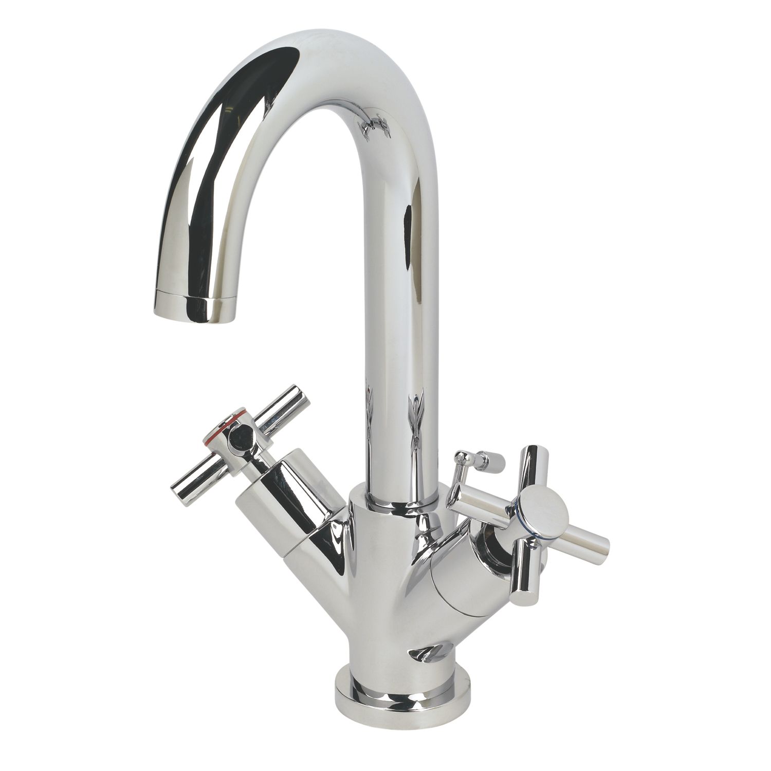 Swirl Minimalist Chrome 256mm Standard Cross Head Mono Basin Mixer Tap With Pop-Up Waste (80412)