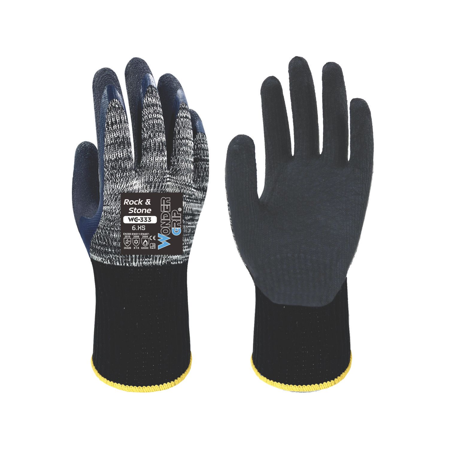 Wonder Grip WG-333 Rock & Stone General Handling Gloves Grey X Small (804VJ)