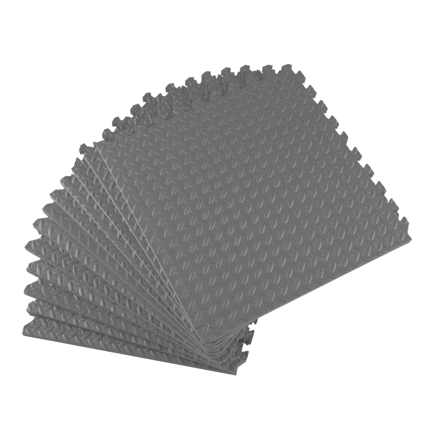 Essentials Interlocking Floor Tiles Grey 10mm 12 Pack (805PH)