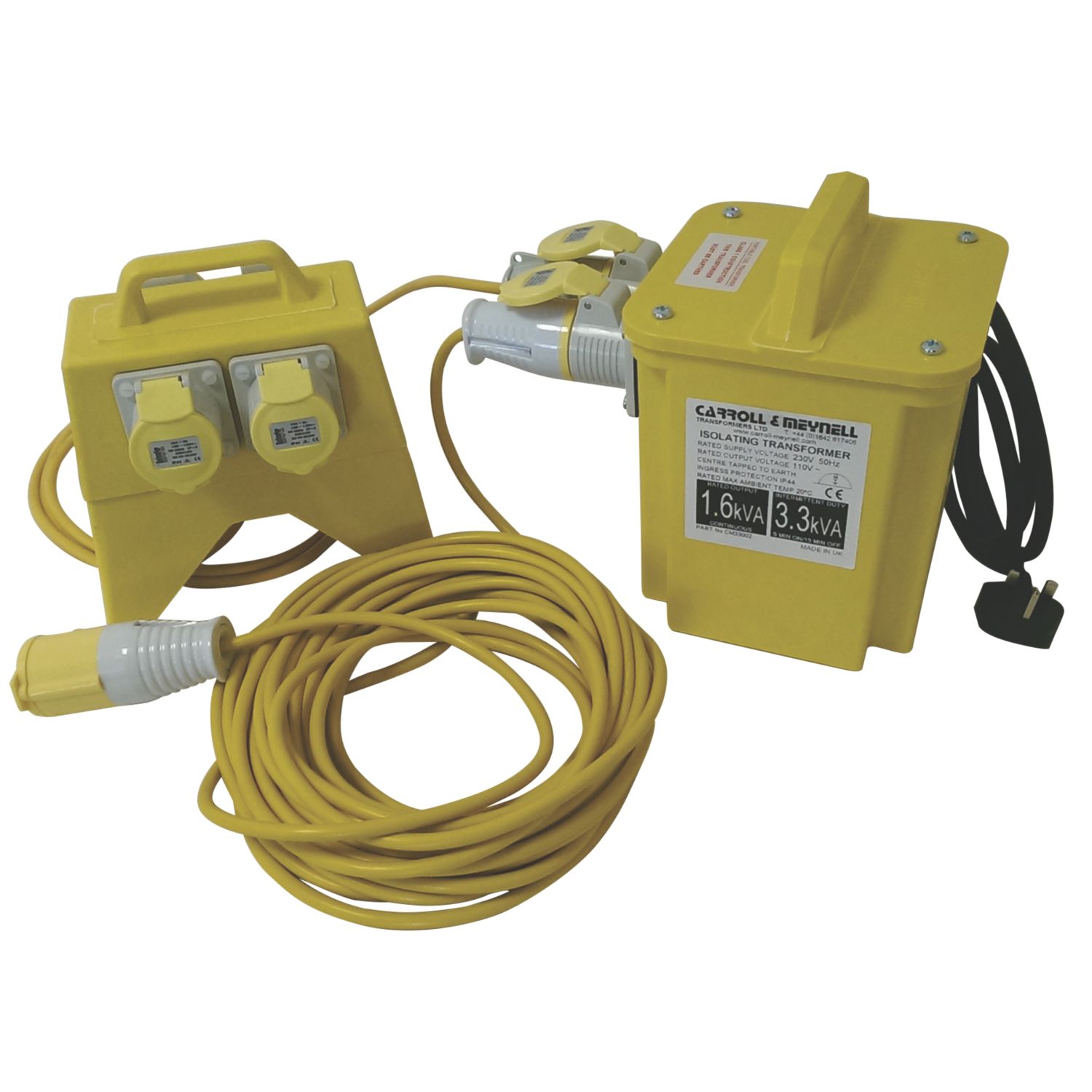 Carroll & Meynell 3kVA Intermittent Transformer Distribution Kit 230V/110V Yellow (8061F)