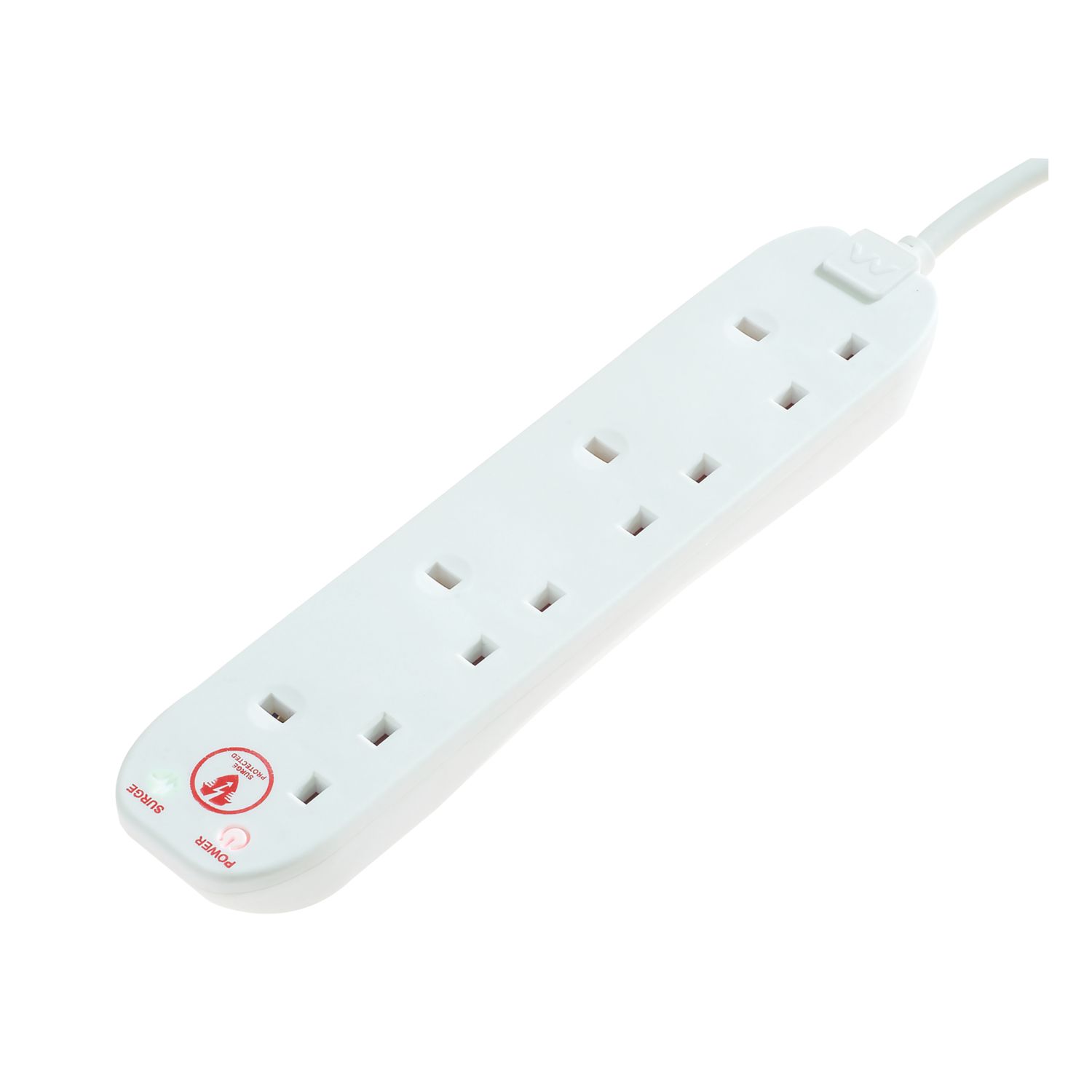 Masterplug 13A 4-Gang Unswitched Surge-Protected Extension Lead 2m (8068G)