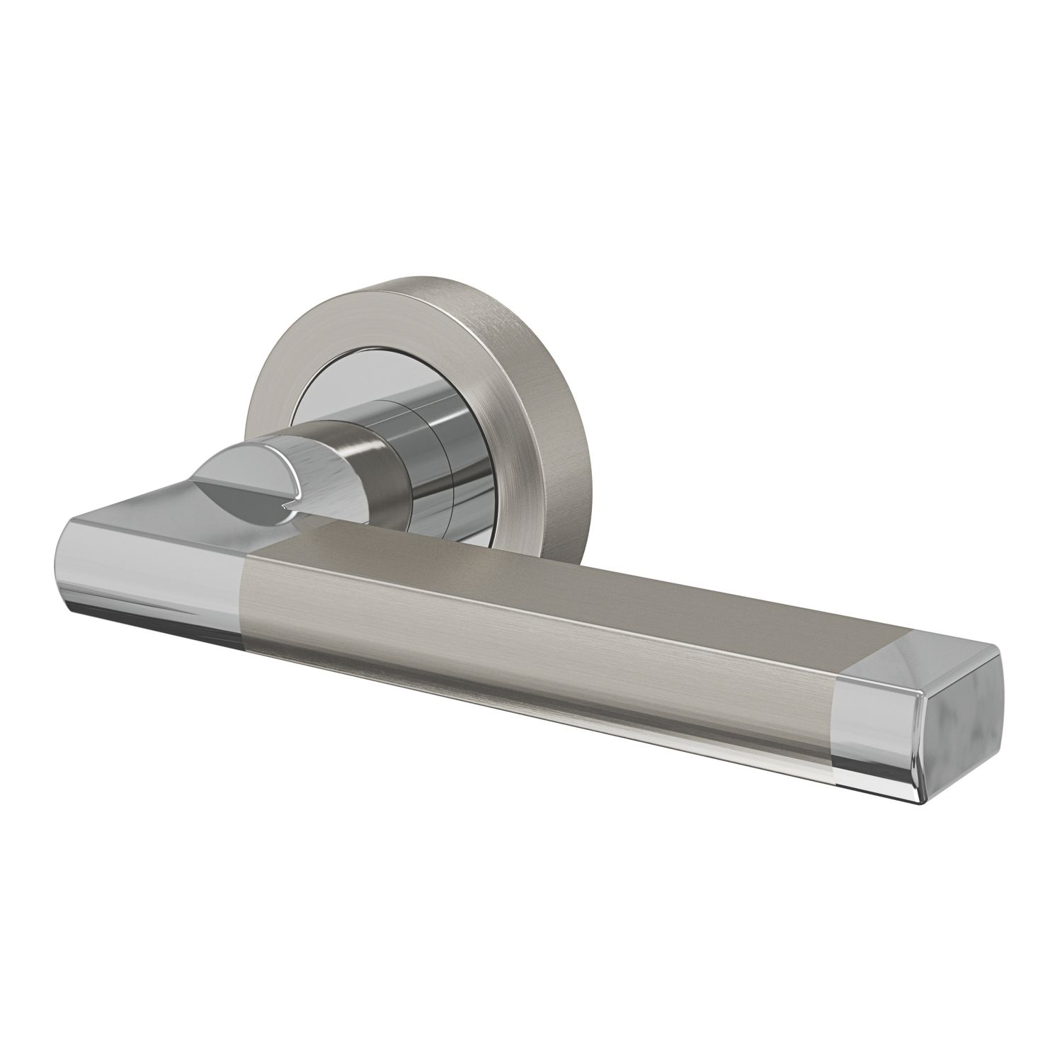 Cooke & Lewis Jaslanic Fire Rated Lever on Rose Handle Pair Polished Chrome / Satin Nickel (806CM)