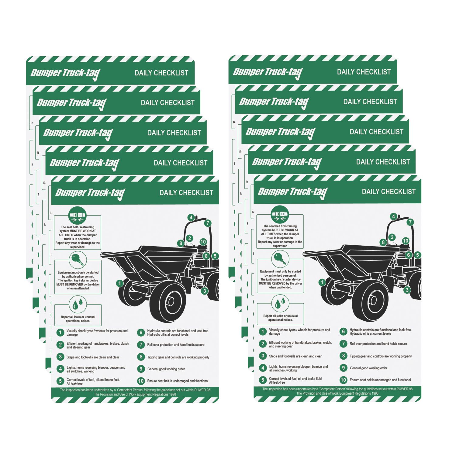 Scafftag Dumper Truck Tag Inserts 10 Pack (806YU)