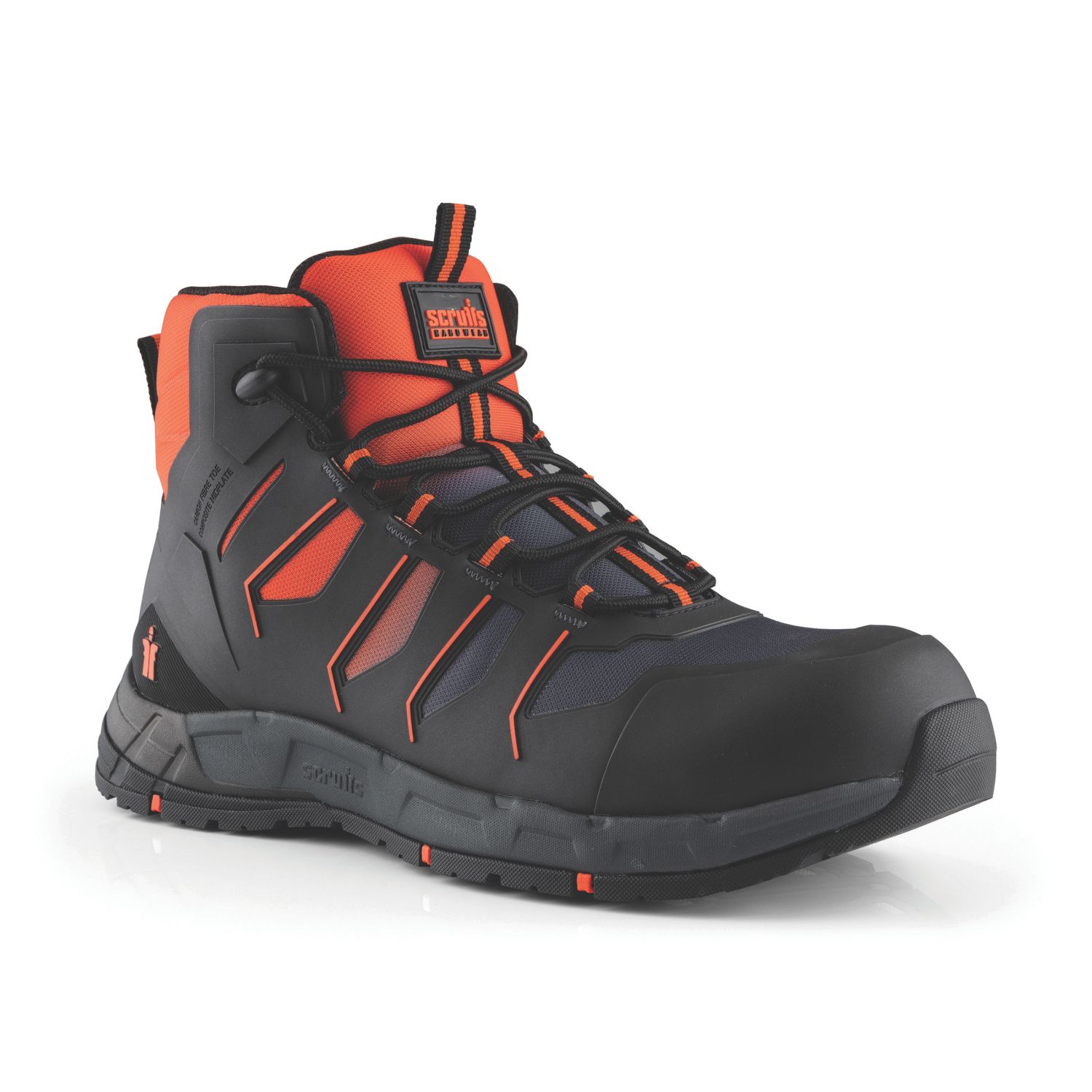 Scruffs Glide Size 12 Black/Orange Water-Resistant Safety Boots (808FW)