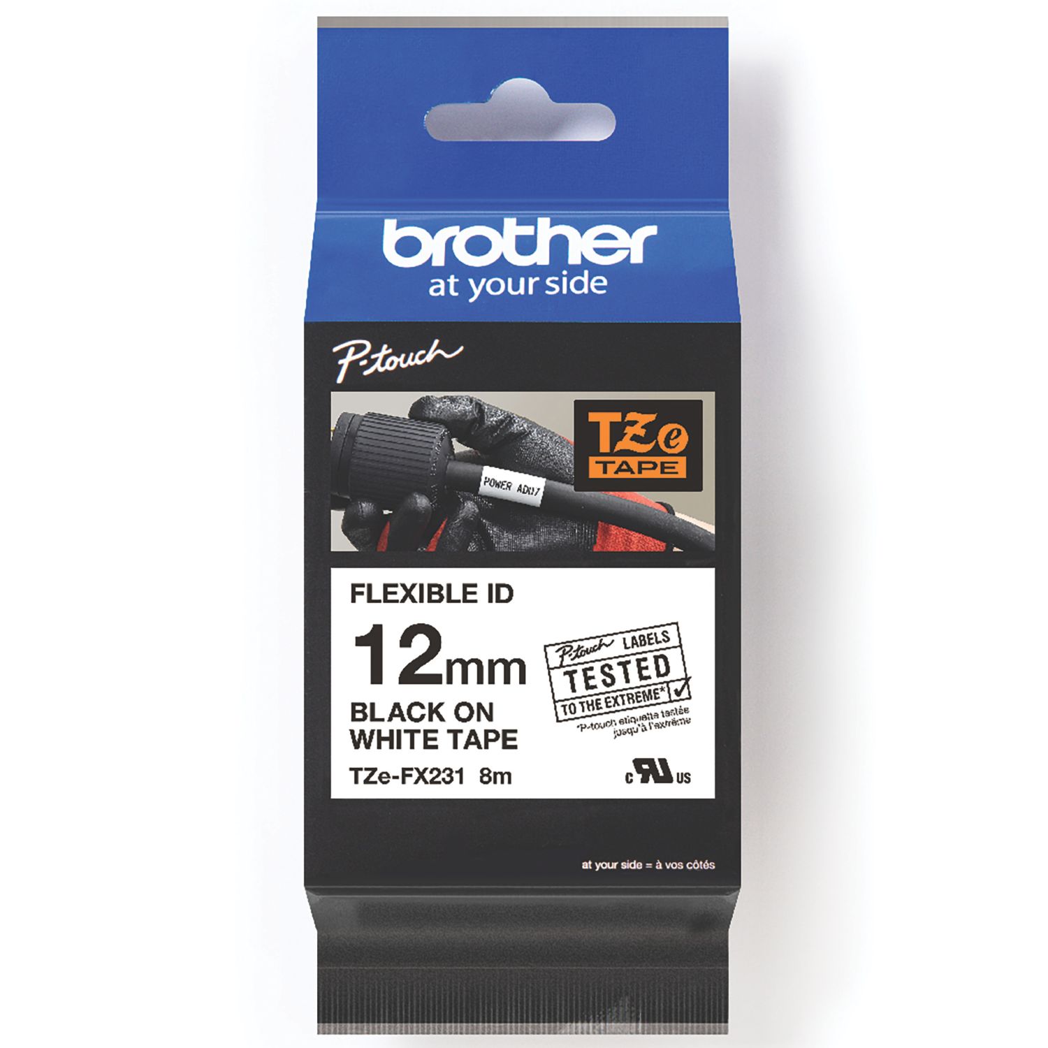 Brother TZEFX231 Flexible ID Labelling Tape 12mm x 8m (808KL)