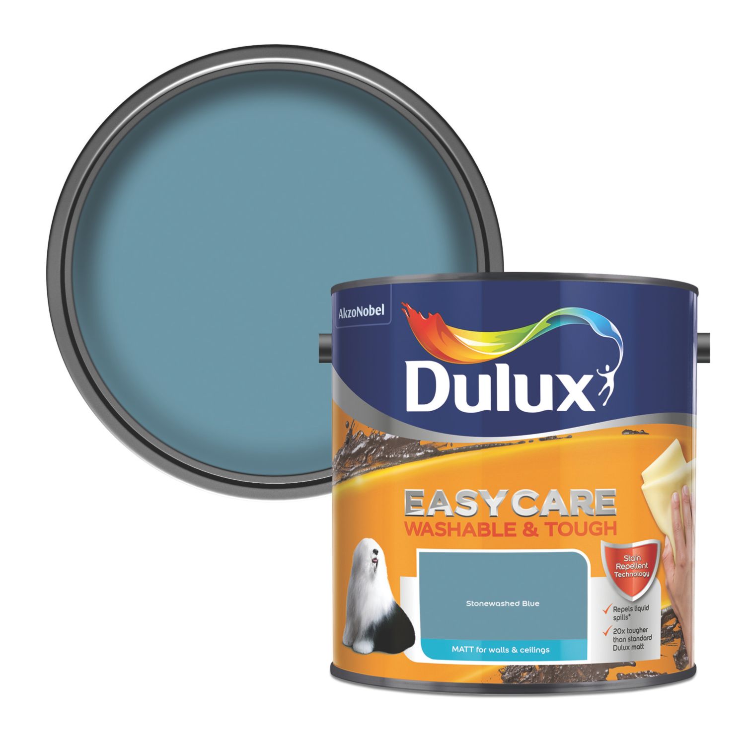 Dulux EasyCare Washable & Tough 2.5Ltr Stonewashed Blue Matt Emulsion Paint (811PJ)