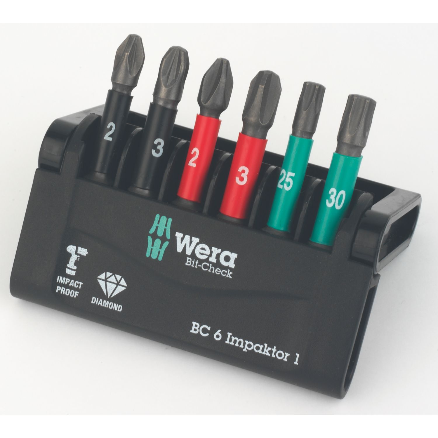 Wera Bit-Check 6 Impaktor 1 1/4" Hex Shank Mixed Bit Set 6 Pieces (815FW)