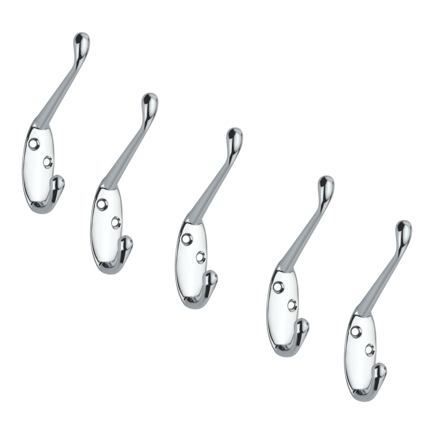 Essentials Coat & Hat Hooks Polished Chrome 86mm 5 Pack (815TE)