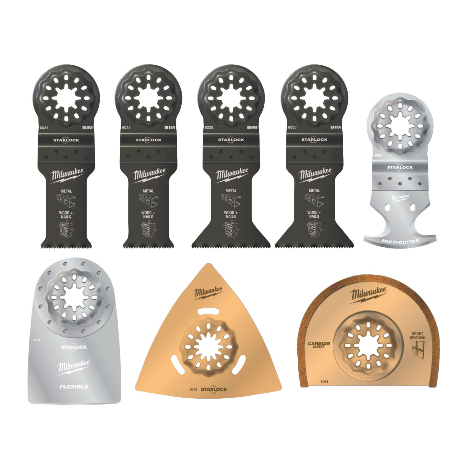 Milwaukee Starlock Renovation 48906088 Multi-Material Multi-Tool Accessory Kit 8 Pcs (816GE)