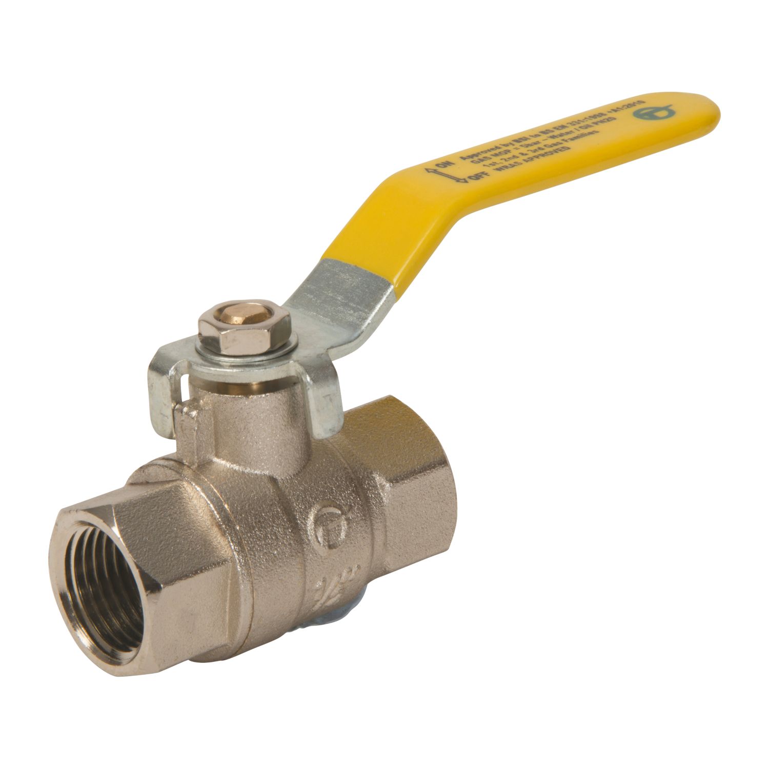 Tesla BSP Full Bore 1/2" Lever Ball Valve with Yellow Handle (8173R)