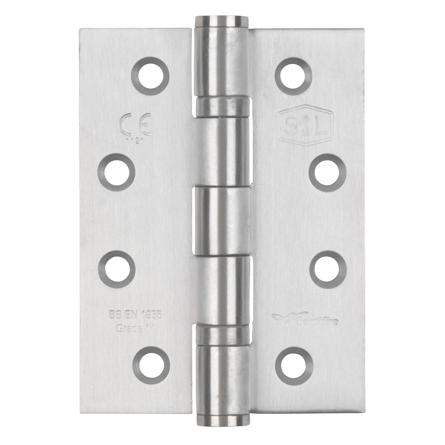 Smith & Locke Satin Stainless Steel Grade 11 Fire Rated Ball Bearing Hinges 102mm x 76mm 3 Pack (8177J)