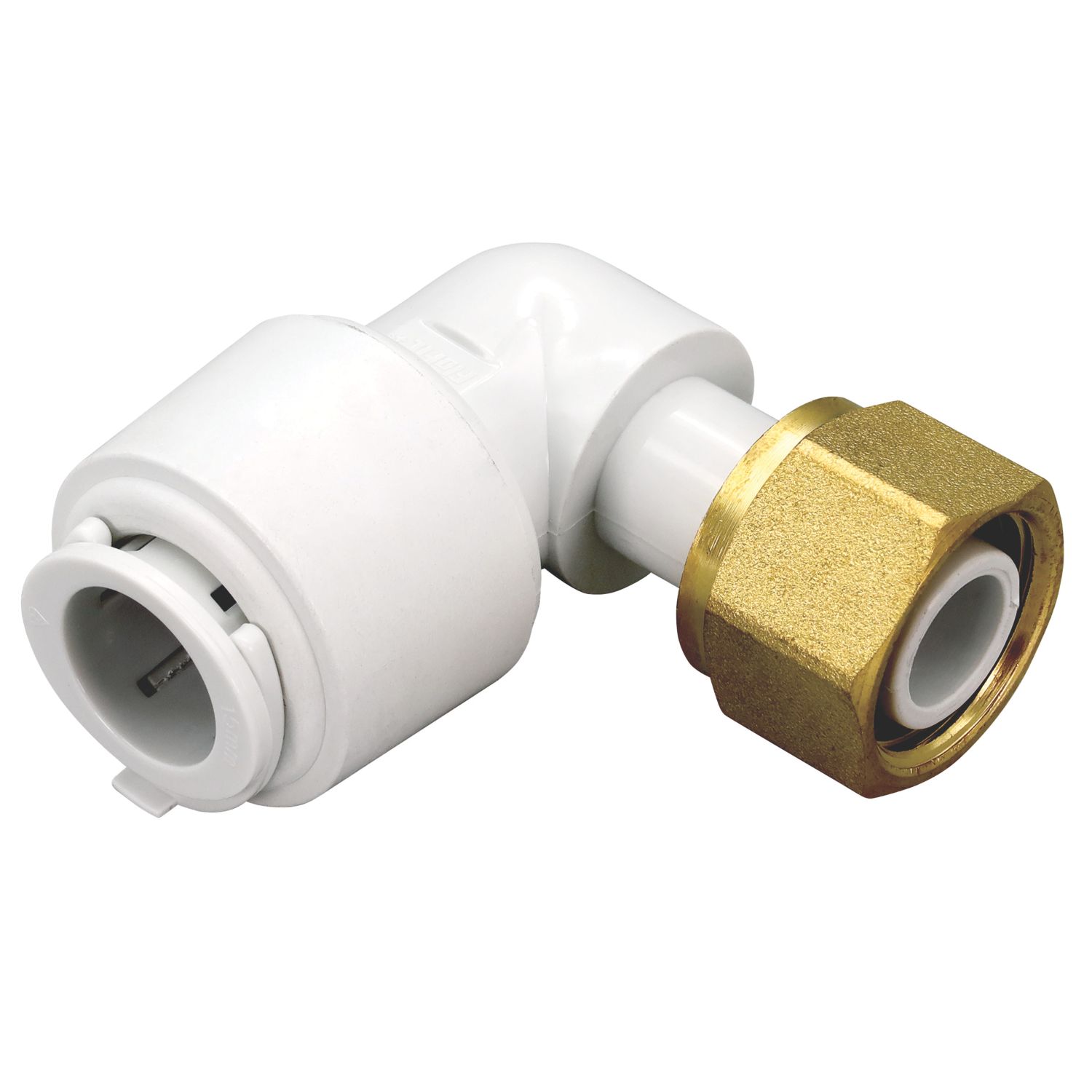 FloPlast FloFit+ Plastic Push-Fit Angled Tap Connector 15mm x 1/2" (818RF)