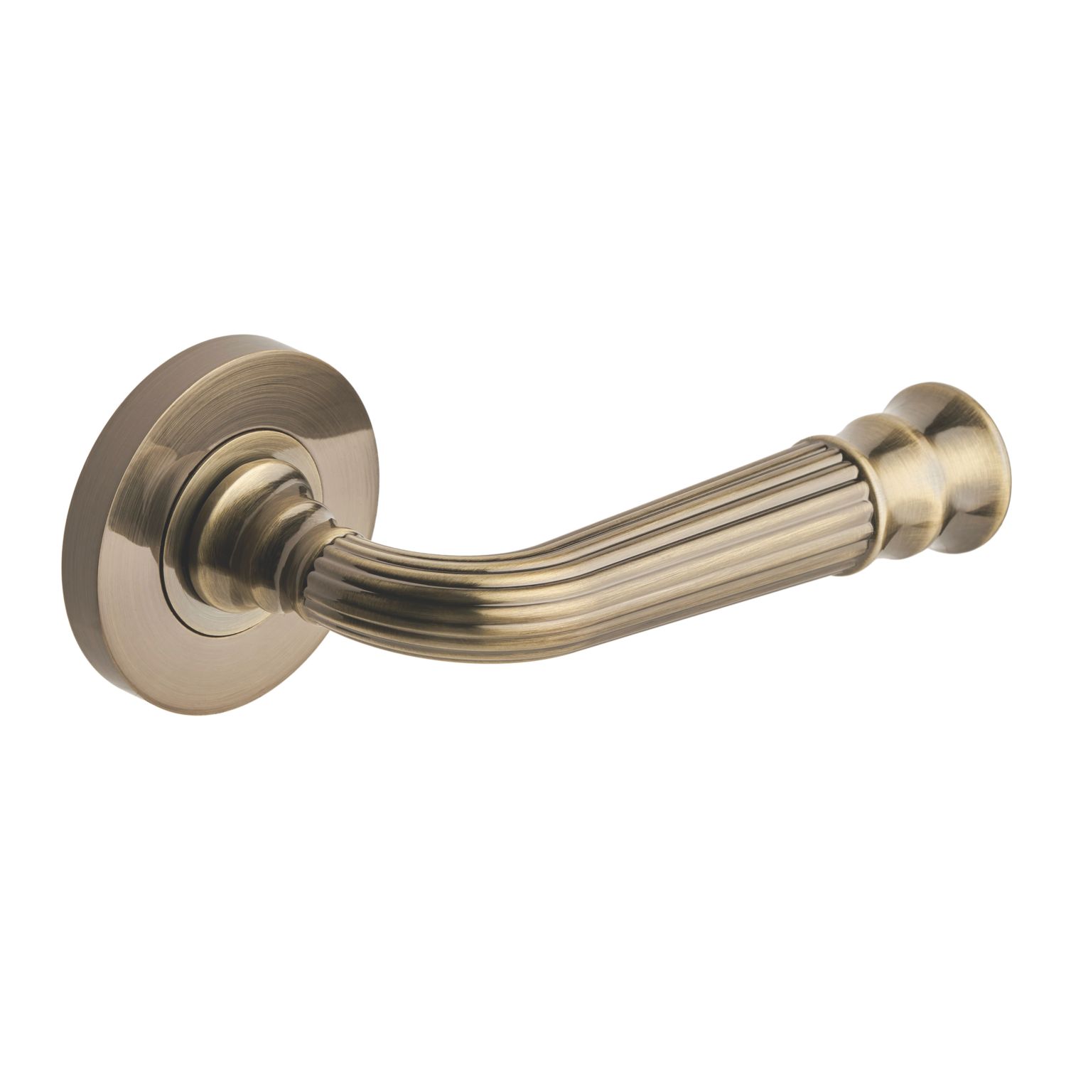 Designer Levers Whitby Lever on Rose Door Handle Pair Antique Brass (820KK)