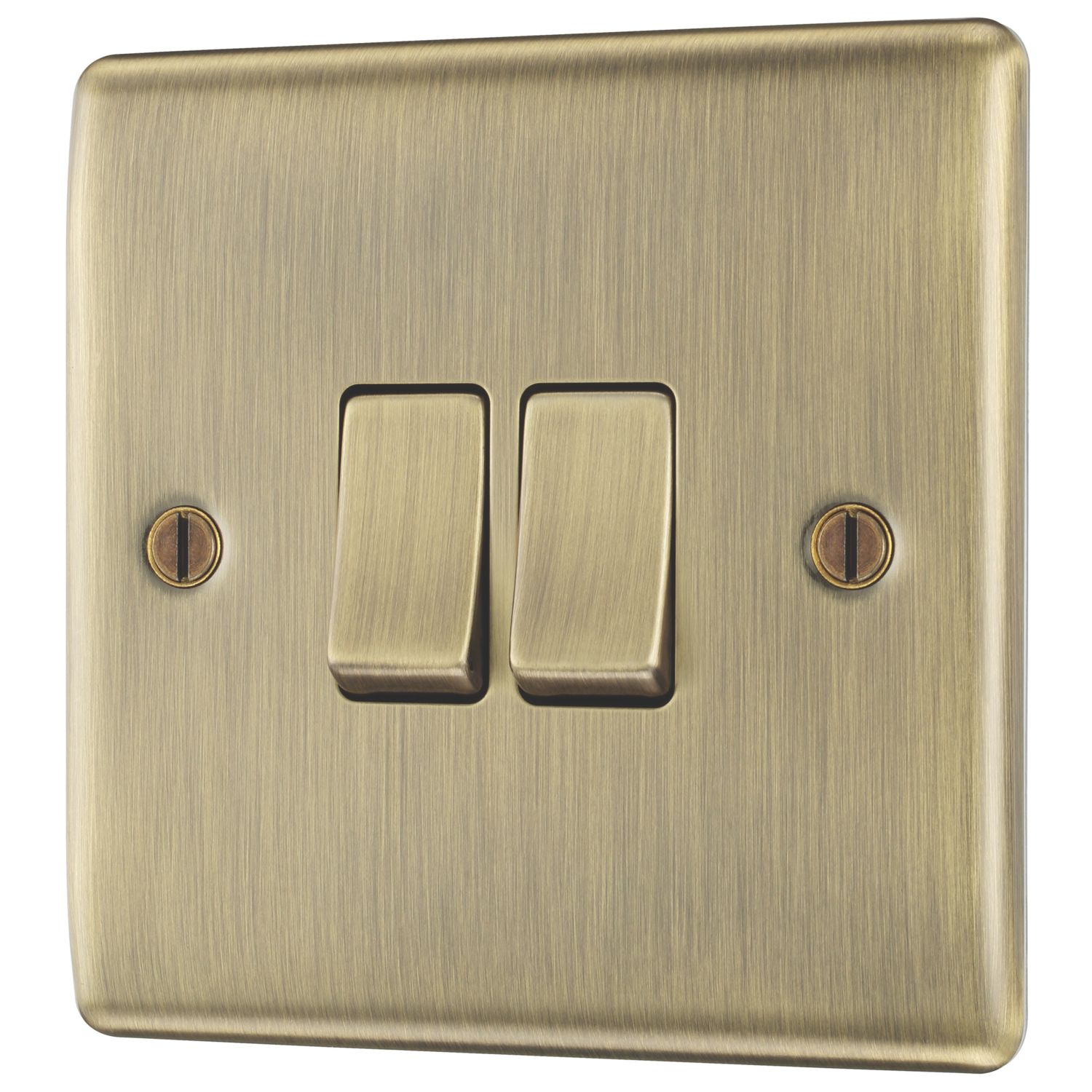 British General Nexus Metal 20A 16AX 2-Gang 2-Way Light Switch Antique Brass (820PM)