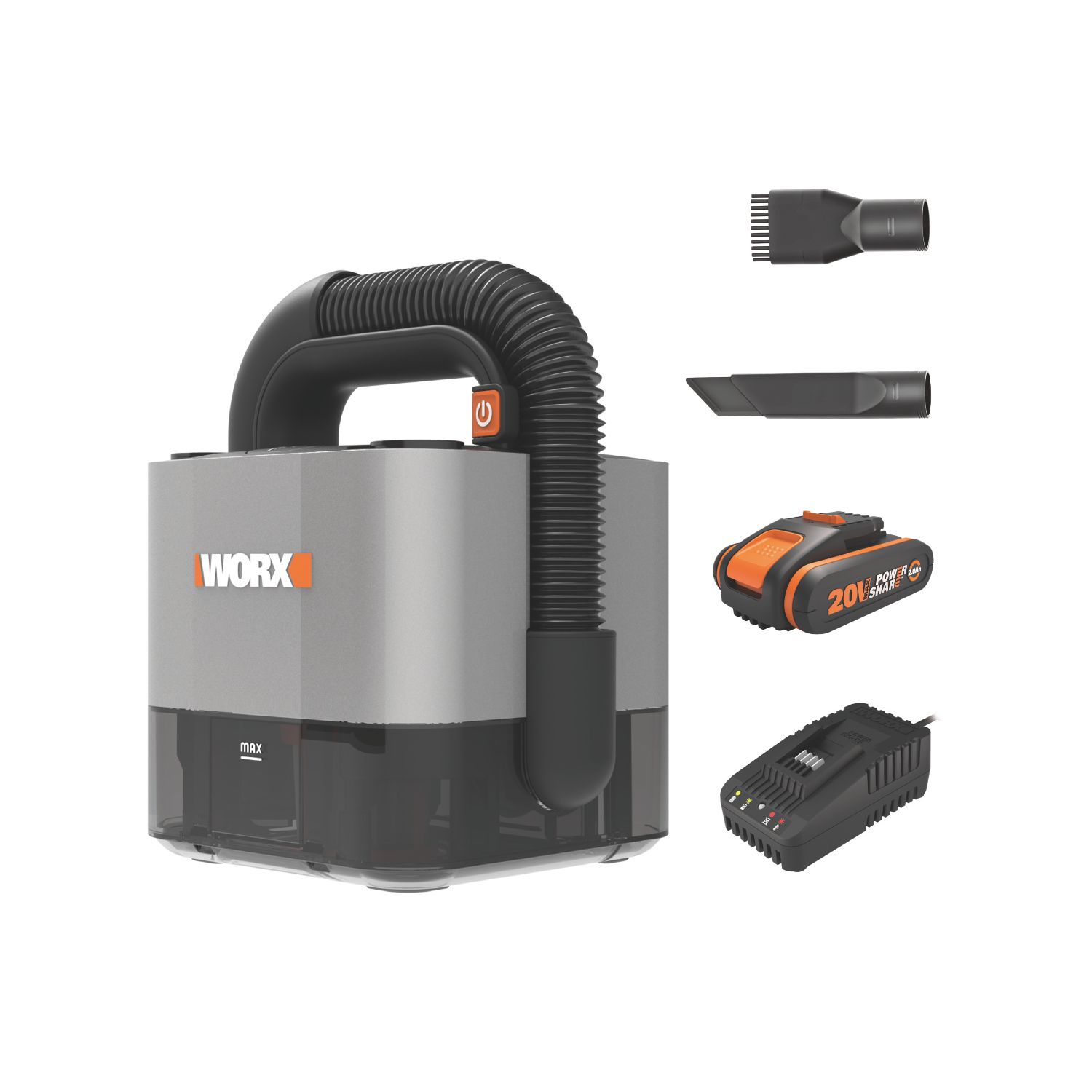 Worx WX030 20V 1 x 2.0Ah Li-Ion PowerShare Cordless L Class Portable Vacuum Cleaner (820YU)