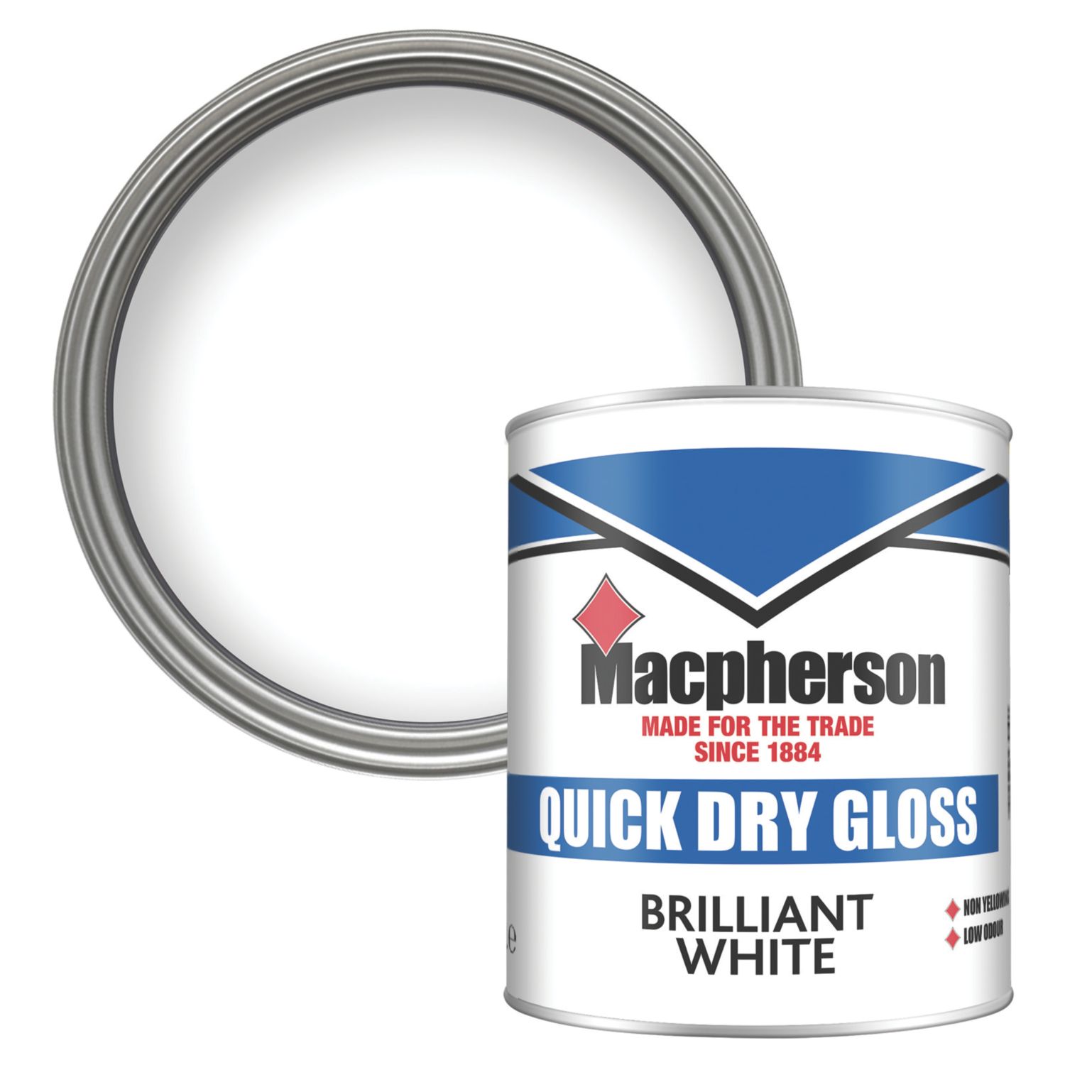 Macpherson 1Ltr Brilliant White Acrylic Gloss Trim Wood & Metal Paint (821AJ)