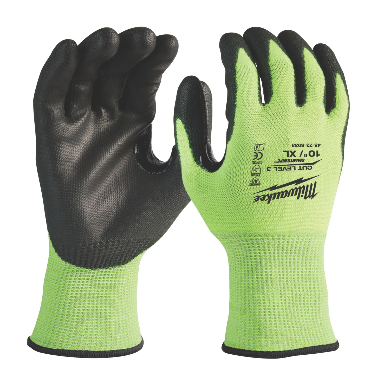 Milwaukee Hi-Vis Cut Level 3/C Gloves Fluorescent Yellow X Large (822GC)