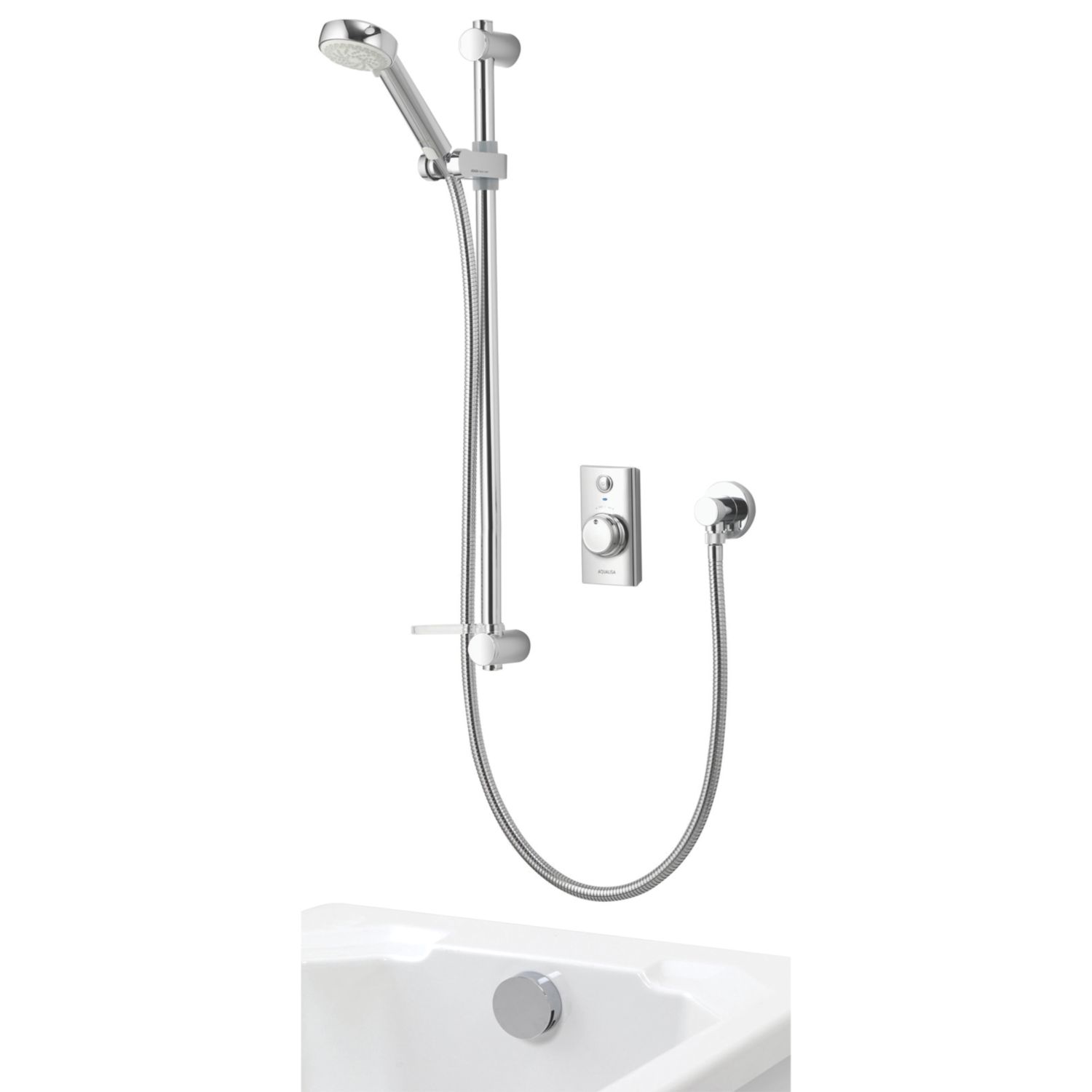 Aqualisa Visage Gravity-Pumped Rear-Fed Chrome Thermostatic Smart Shower with Bath Overflow Filler (822JK)