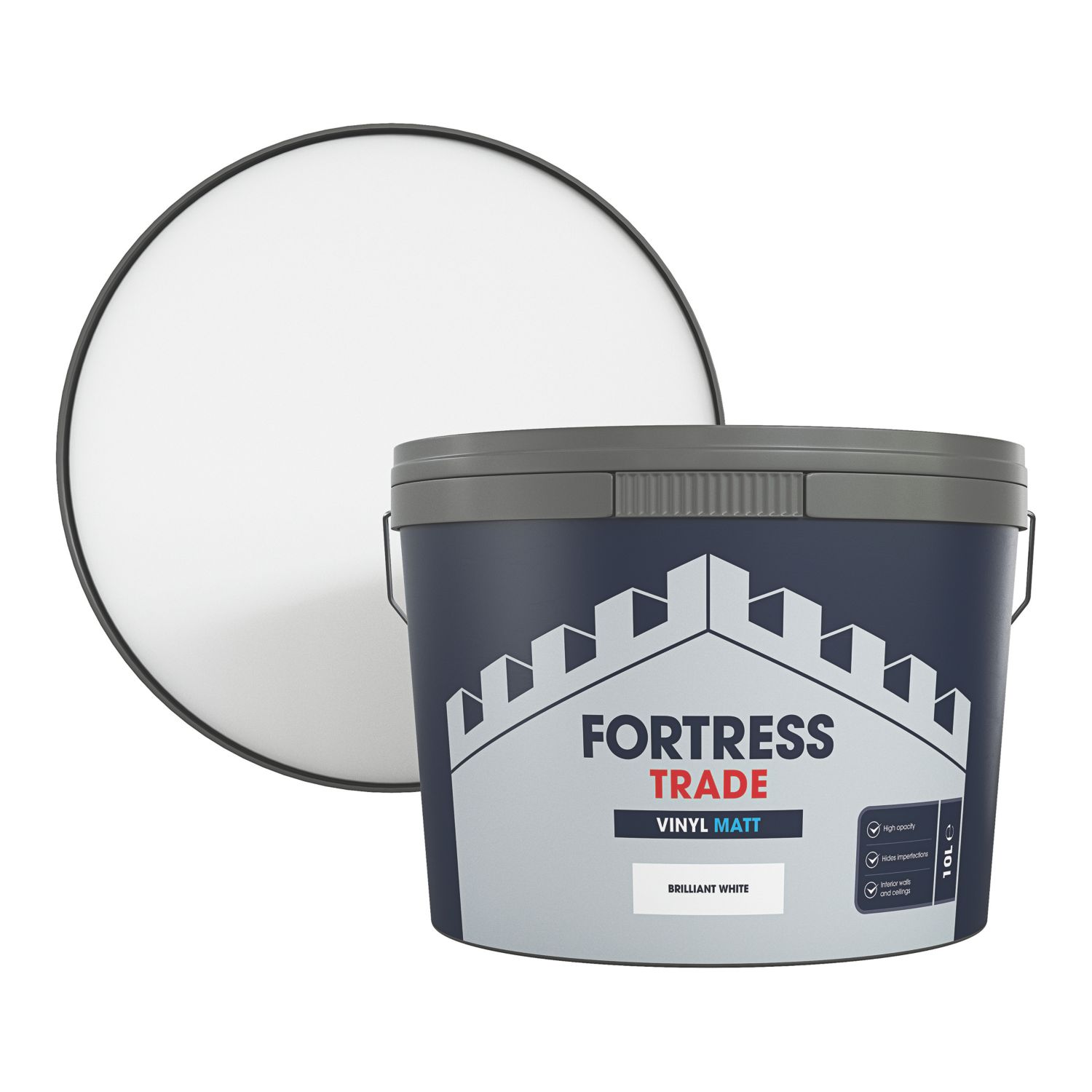 Fortress Trade 10Ltr Brilliant White Vinyl Matt Emulsion Paint (822JM)