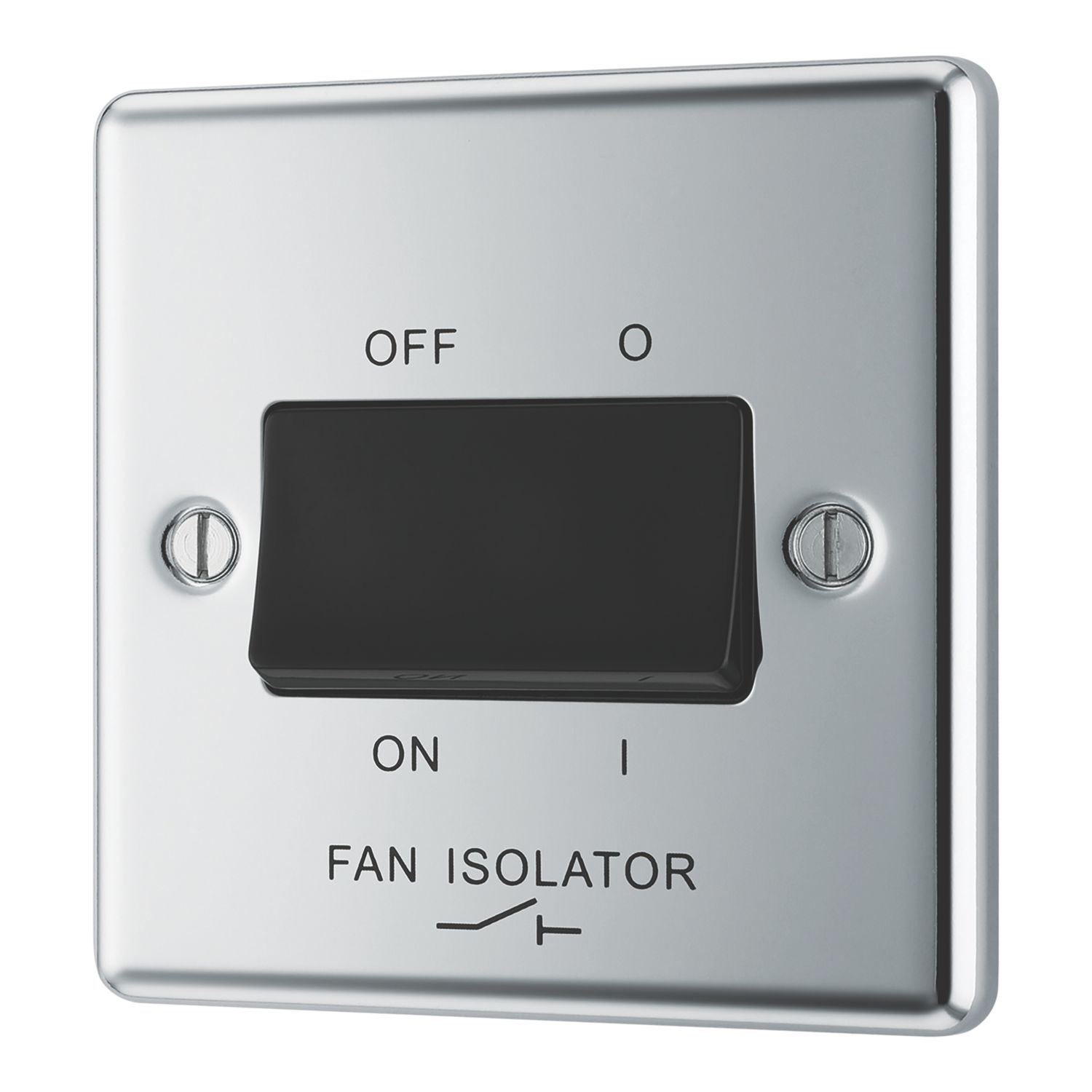LAP 10AX 1-Gang 3-Pole Fan Isolator Switch Polished Chrome with Black Inserts (822PN)
