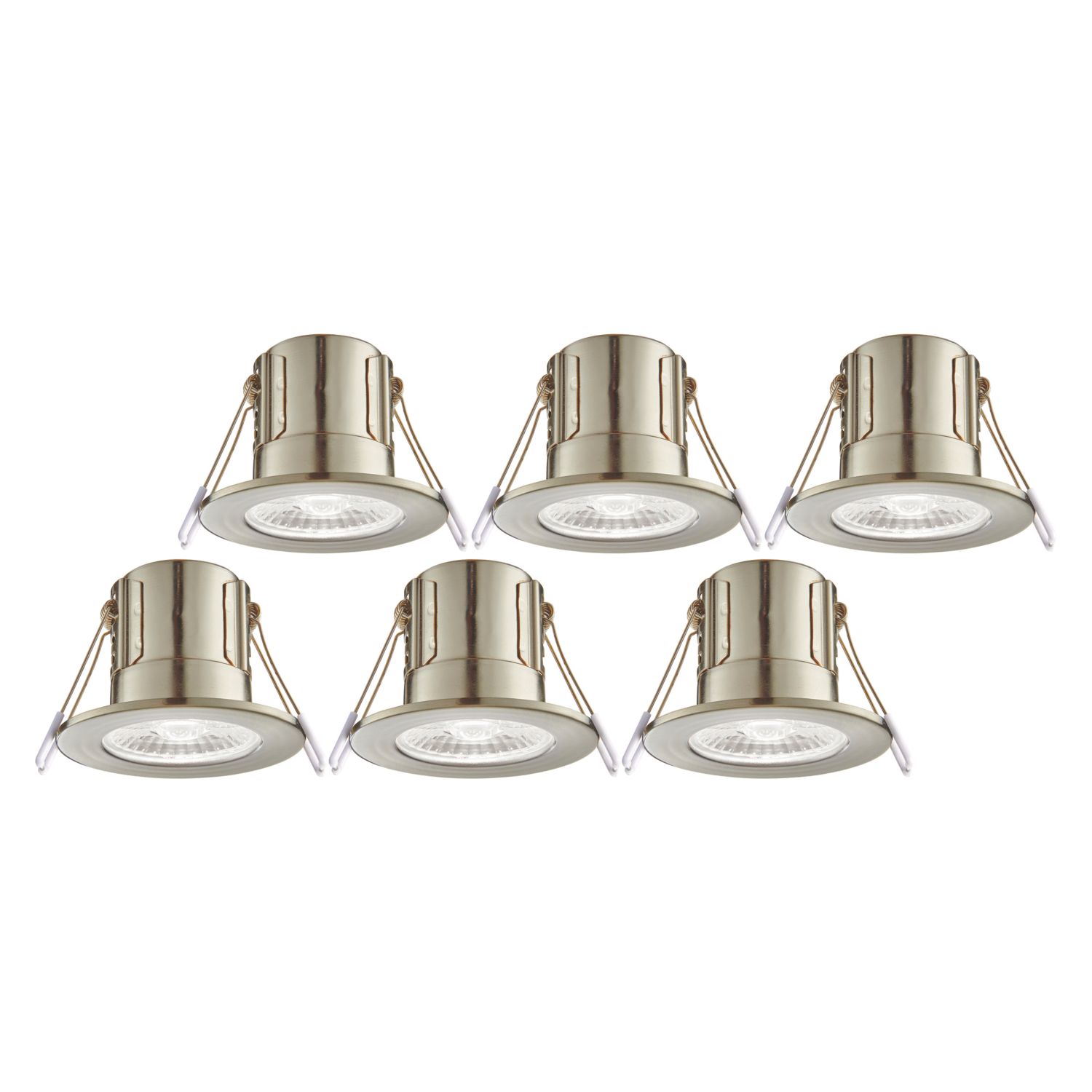 Saxby CosmosEco V3 Fixed Fire Rated LED Recessed Downlights Satin Nickel 6W 500lm 6 Pack (823RE)