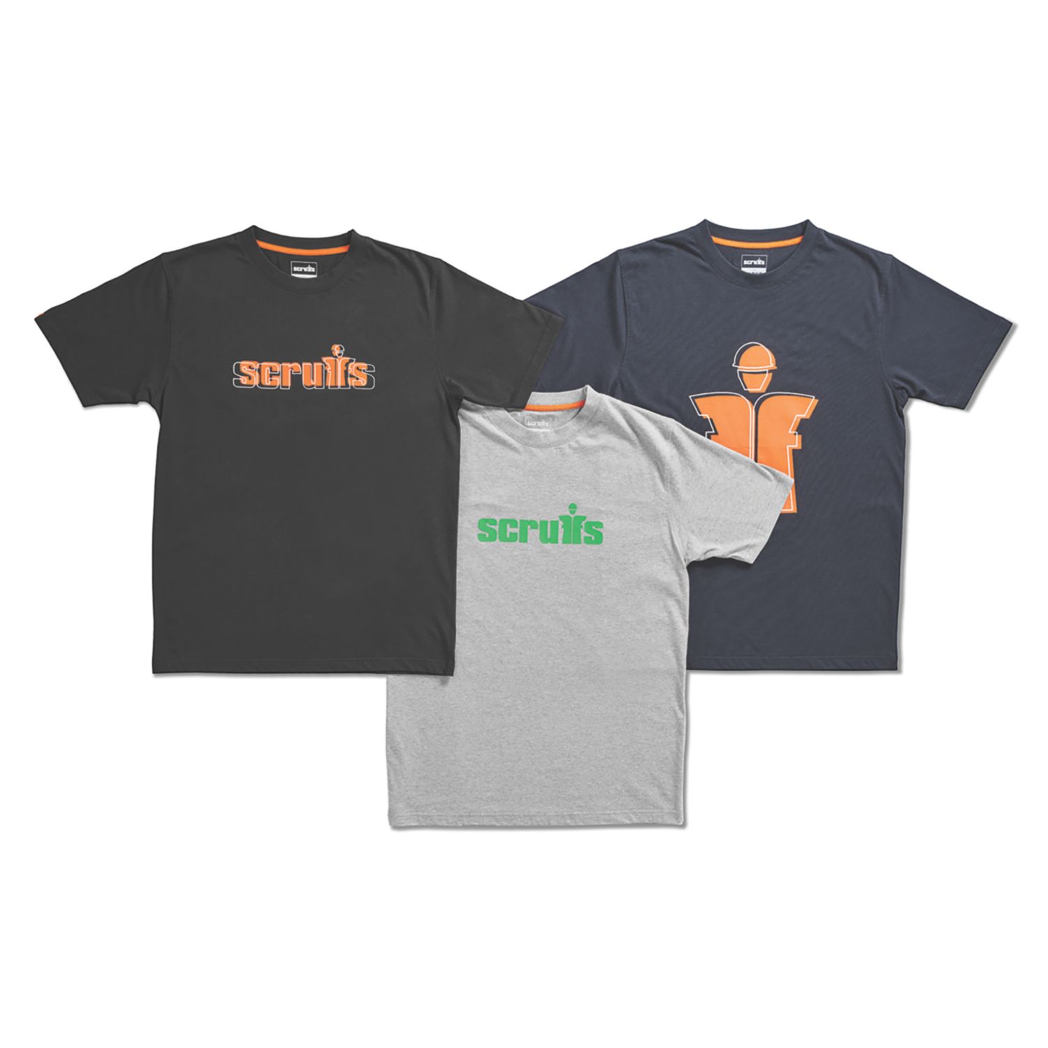 Scruffs Houghton Worker Short Sleeve T-Shirts Grey / Navy / Black Medium 42.5" Chest 3 Pack (823YW)