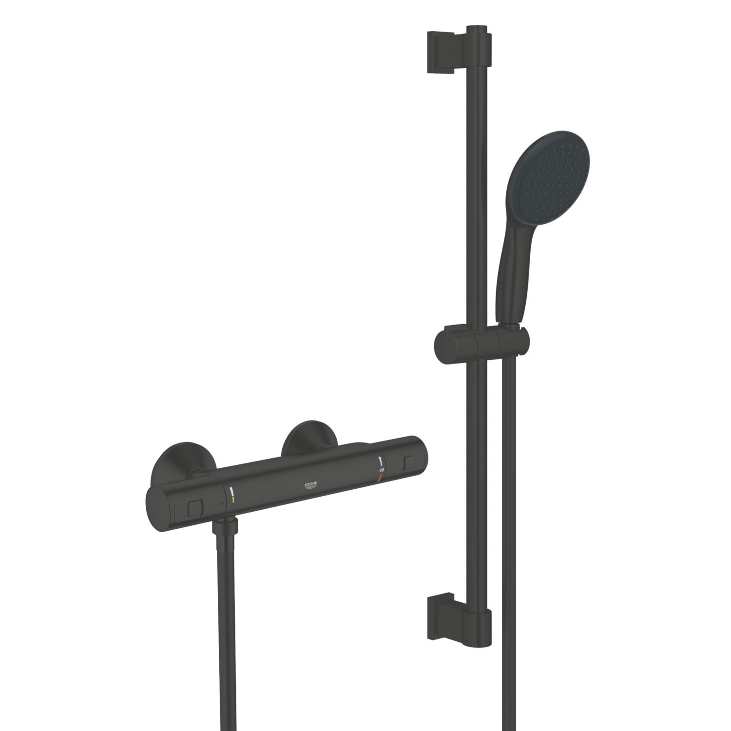 Grohe Precision Start HP Rear-Fed Exposed Matt Black Thermostatic Shower Mixer Set (824YX)