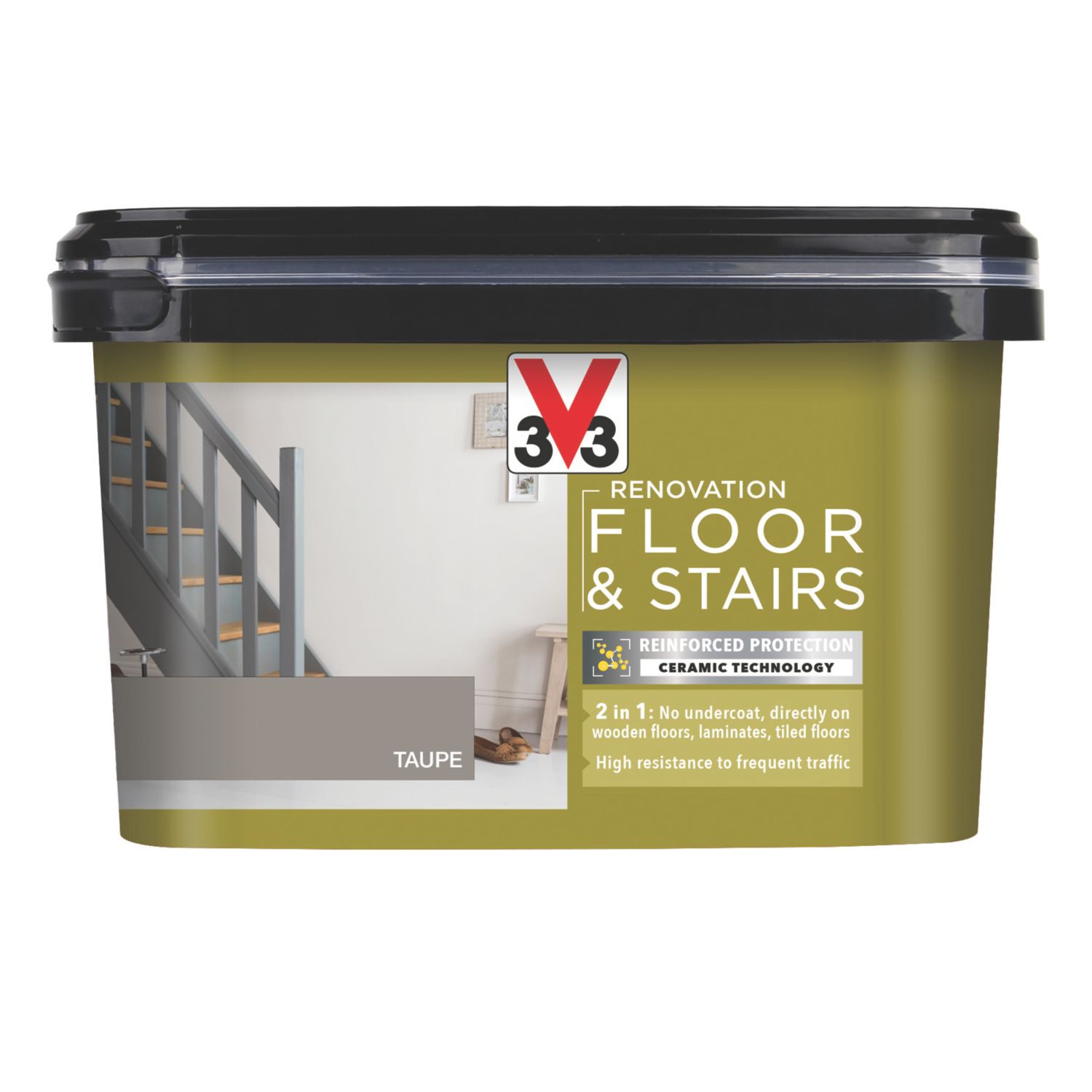 V33 2Ltr Taupe Satin Acrylic Floor Paint (825FW)