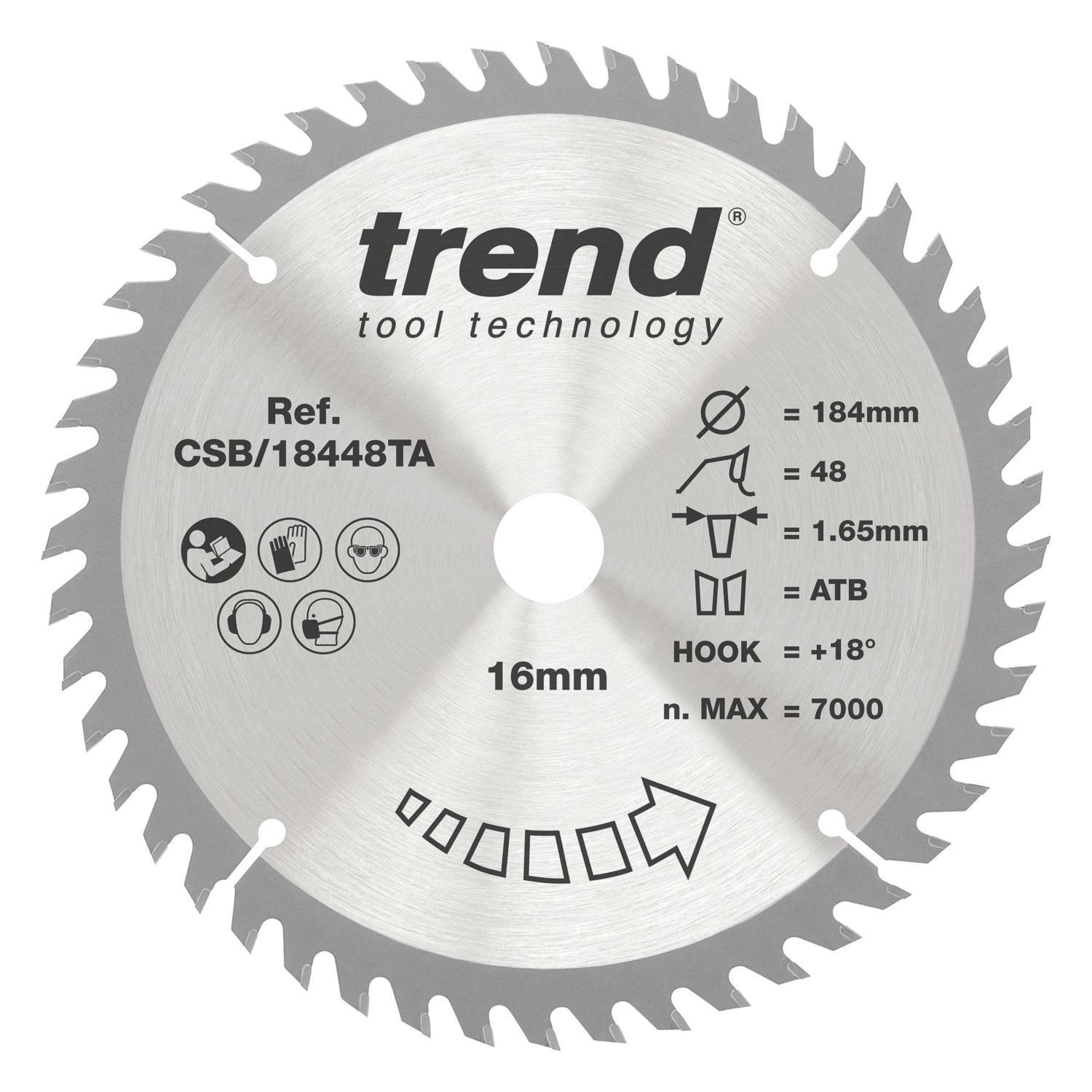 Trend Wood/Chipboard/MDF Circular Saw Blade 184mm x 16mm 48T (826AF)