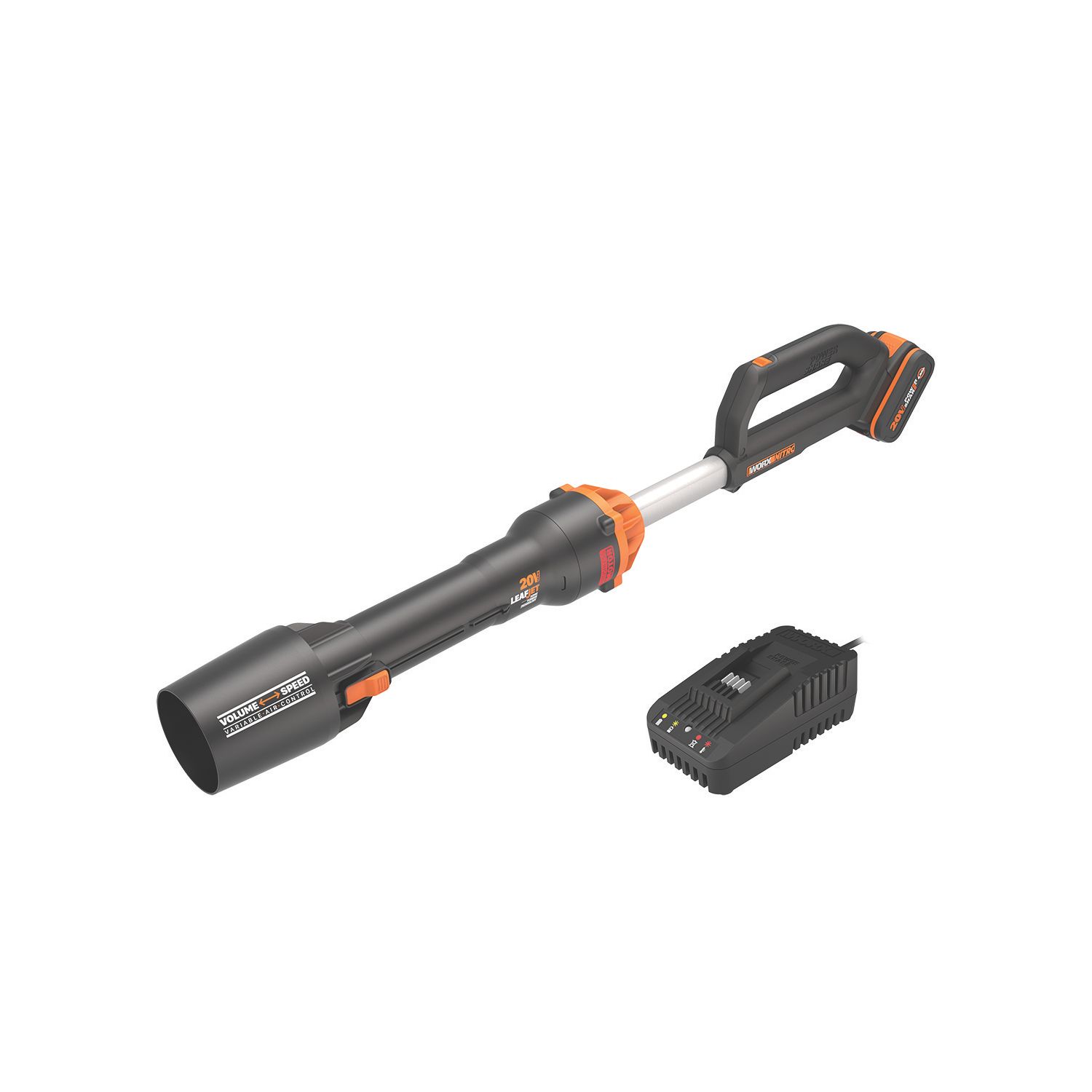 Worx LeafJet WG543E 20V 1 x 4.0Ah Lithium PowerShare Brushless Cordless Leaf Blower (826HA)