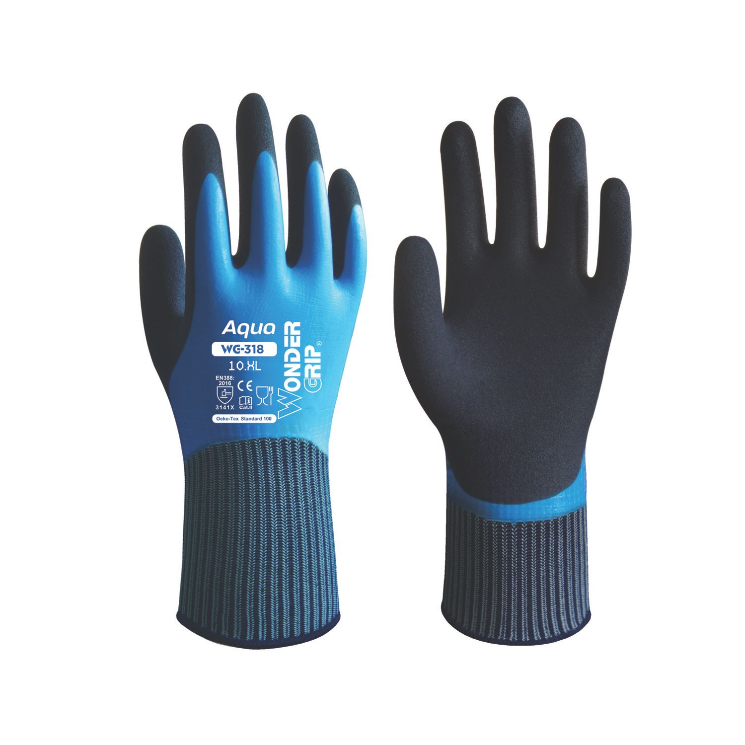 Wonder Grip WG-318 Aqua Gloves Blue X Large (826VJ)