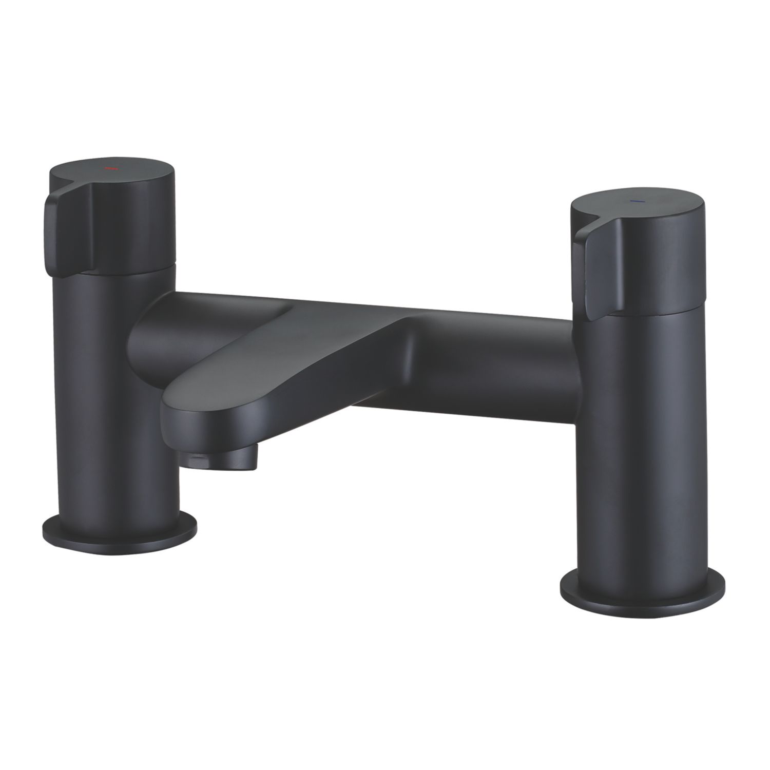 Swirl Caldew Black 120mm Deck Mounted Lever 2 Tap Holes Bath Mixer Tap (826XX)