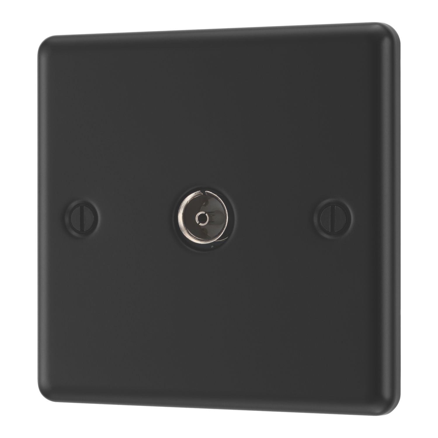 LAP 1-Gang F-Type Coaxial TV / FM Socket Matt Black (828PN)