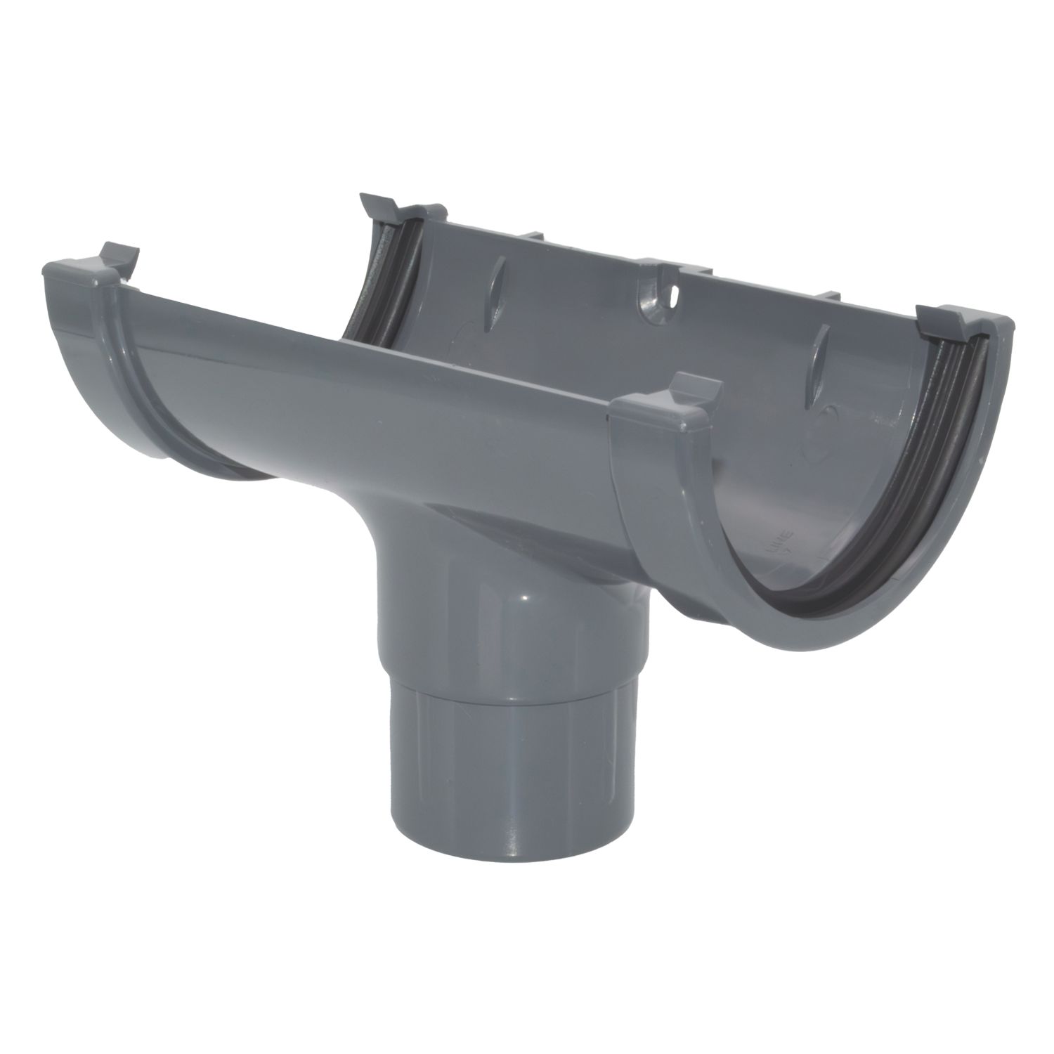 FloPlast MiniFlo uPVC Half Round Running Outlet Anthracite Grey 76mm x 50mm (828YE)
