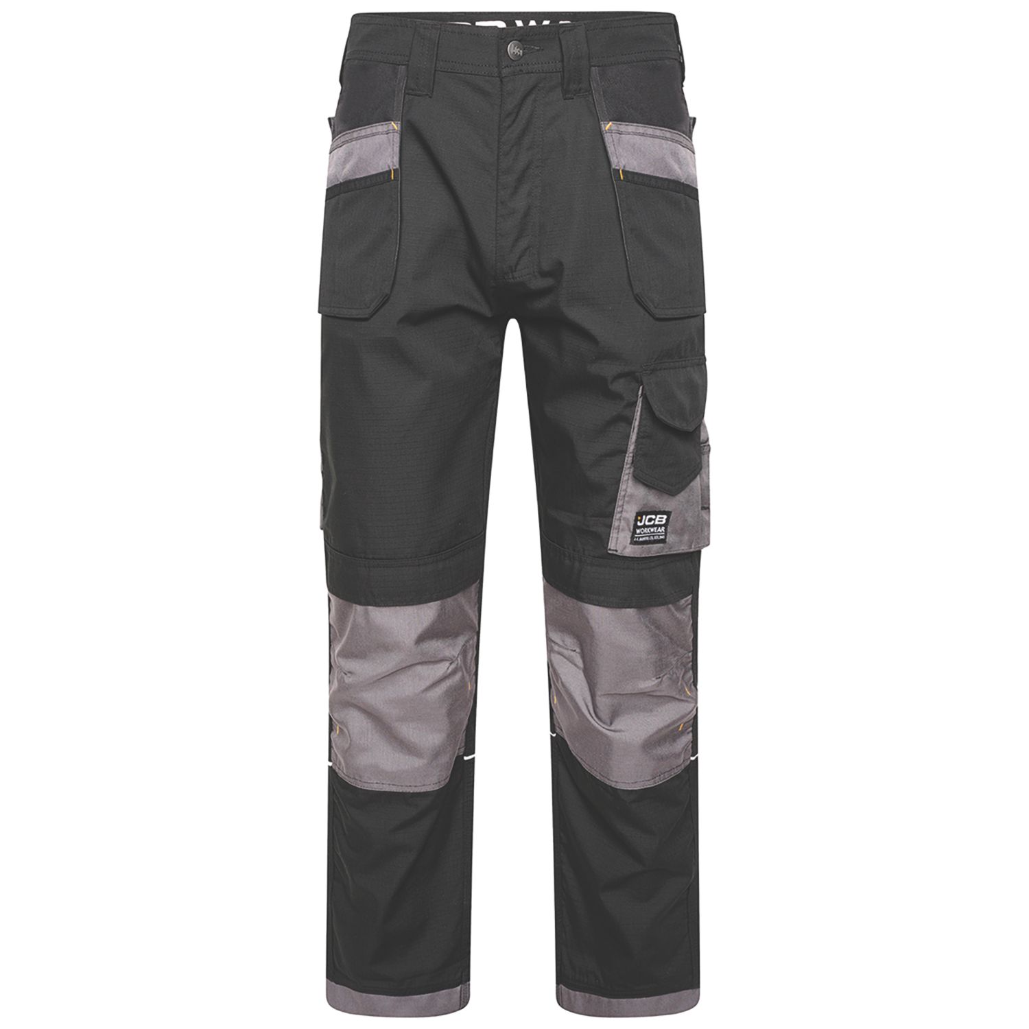 JCB Trade Plus Rip-Stop Work Trousers Black/Grey 30" W 32" L (829KV)