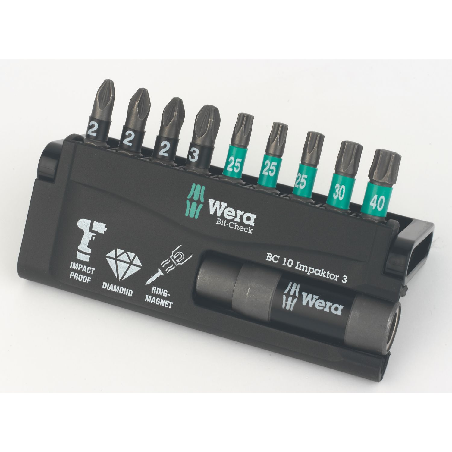 Wera Bit-Check 10 Impaktor 3 1/4" Hex Shank Mixed Bit Set 10 Pieces (830FU)